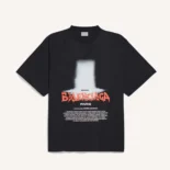 Balenciaga Women The Door Oversized T-Shirt in Black Dry Jersey 850345TU