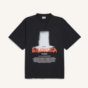 Balenciaga Women The Door Oversized T-Shirt in Black Dry Jersey 850345TU
