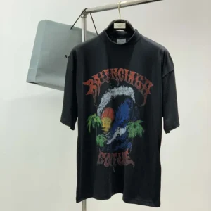 Balenciaga Women Vintage Surfer Oversized T-Shirt in White Dry Jersey