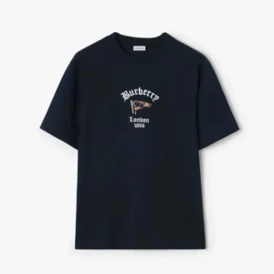 Burberry Men Check Flag Cotton T-shirt-Black 81303401