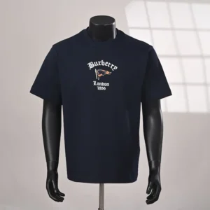 Burberry Men Check Flag Cotton T-shirt-Black 81303401