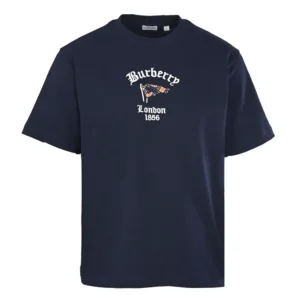 Burberry Men Check Flag Cotton T-shirt-Black 81303401