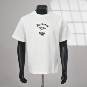 Burberry Men Check Flag Cotton T-shirt-White 81281971
