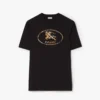 Burberry Women Check Knight Stamp Cotton T-shirt-Black 81234361 11 Burberry Men Check Knight Stamp Cotton T-shirt-Black 81234361