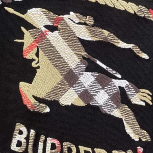 Burberry Men Check Knight Stamp Cotton T-shirt-Black 81234361