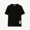 Burberry Women Check Label Cotton T-shirt-Black 81048831 11 Burberry Men Check Label Cotton T-shirt-Black 81048831