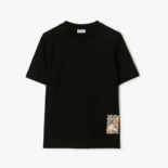 Burberry Men Check Label Cotton T-shirt-Black 81048831