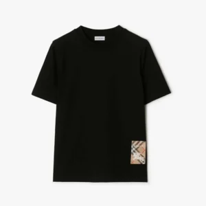 Burberry Men Check Label Cotton T-shirt-Black 81048831