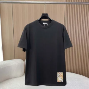 Burberry Men Check Label Cotton T-shirt-Black 81048831