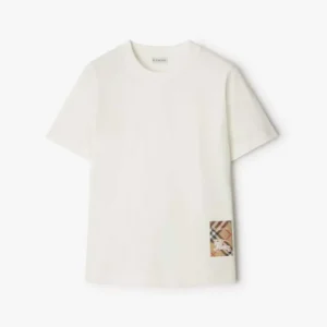 Burberry Men Check Label Cotton T-shirt-White 81048861