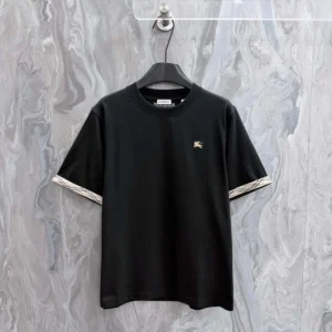 Burberry Men Check Trim Cotton T-shirt-Black 81234921