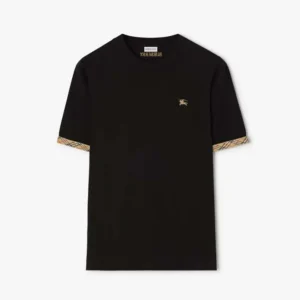Burberry Men Check Trim Cotton T-shirt-Black 81234921