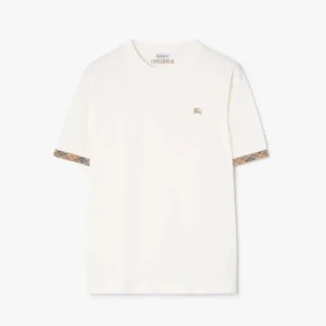 Burberry Men Check Trim Cotton T-shirt-White 81234911