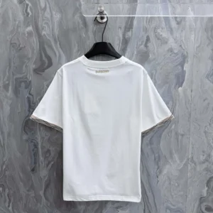 Burberry Men Check Trim Cotton T-shirt-White 81234911