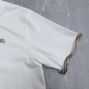 Burberry Men Check Trim Cotton T-shirt-White 81234911