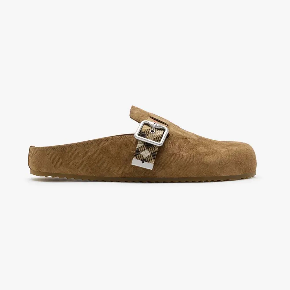 Burberry Unisex Check Denim Urchin Clogs-Jute Beige 81133931 1 Burberry Unisex Check Denim Urchin Clogs-Jute Beige 81133931