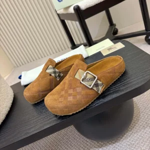 Burberry Unisex Check Denim Urchin Clogs-Jute Beige 81133931