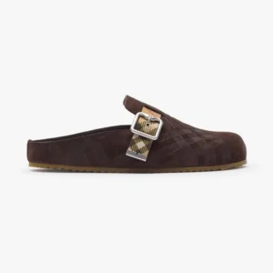 Burberry Unisex Check Denim Urchin Clogs-Snug Brown 81145641
