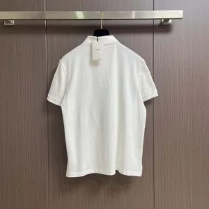 Celine Men Polo Shirt in Pique Cotton Jersey-White RX0LF2L55