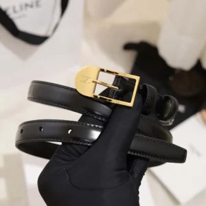 Celine Women Bc-25 18mm Belt In Taurillon Leather-Black B104O3A01