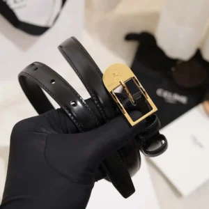 Celine Women Bc-25 18mm Belt In Taurillon Leather-Black B104O3A01