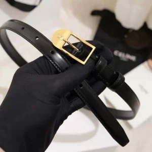 Celine Women Bc-25 18mm Belt In Taurillon Leather-Black B104O3A01