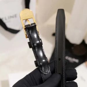 Celine Women Bc-25 18mm Belt In Taurillon Leather-Black B104O3A01