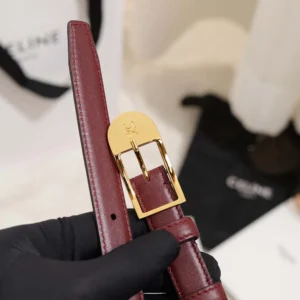 Celine Women Bc-25 18mm Belt In Taurillon Leather-Maroon B104O3A01