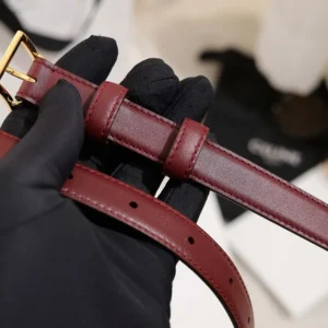 Celine Women Bc-25 18mm Belt In Taurillon Leather-Maroon B104O3A01