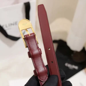Celine Women Bc-25 18mm Belt In Taurillon Leather-Maroon B104O3A01