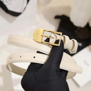 Celine Women Bc-25 18mm Belt In Taurillon Leather-White B104O3A01