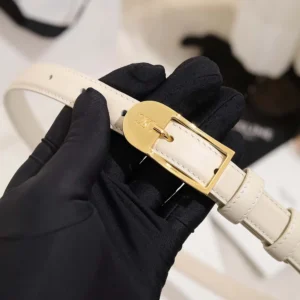 Celine Women Bc-25 18mm Belt In Taurillon Leather-White B104O3A01