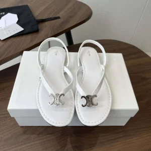 Celine Women Biki Sandal in Calfskin-White 367285266C