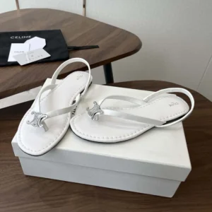 Celine Women Biki Sandal in Calfskin-White 367285266C