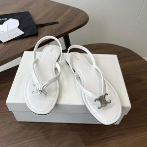 Celine Women Biki Sandal in Calfskin-White 367285266C