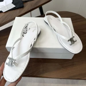 Celine Women Biki Sandal in Calfskin-White 367285266C