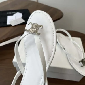 Celine Women Biki Sandal in Calfskin-White 367285266C