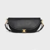 Celine Women Little Halfmoon Soft Triomphe in Supple Shiny Lambskin-Black