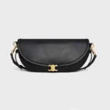 Celine Women Little Halfmoon Soft Triomphe in Supple Shiny Lambskin-Black