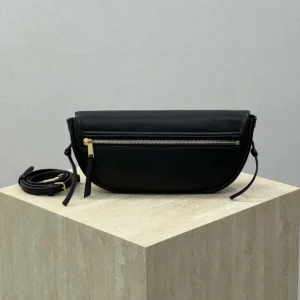 Celine Women Little Halfmoon Soft Triomphe in Supple Shiny Lambskin-Black