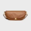 Celine Women Little Halfmoon Soft Triomphe in Supple Shiny Lambskin-Brown