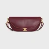 Celine Women Little Halfmoon Soft Triomphe in Supple Shiny Lambskin-Maroon