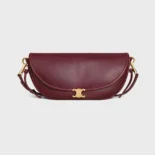 Celine Women Little Halfmoon Soft Triomphe in Supple Shiny Lambskin-Maroon