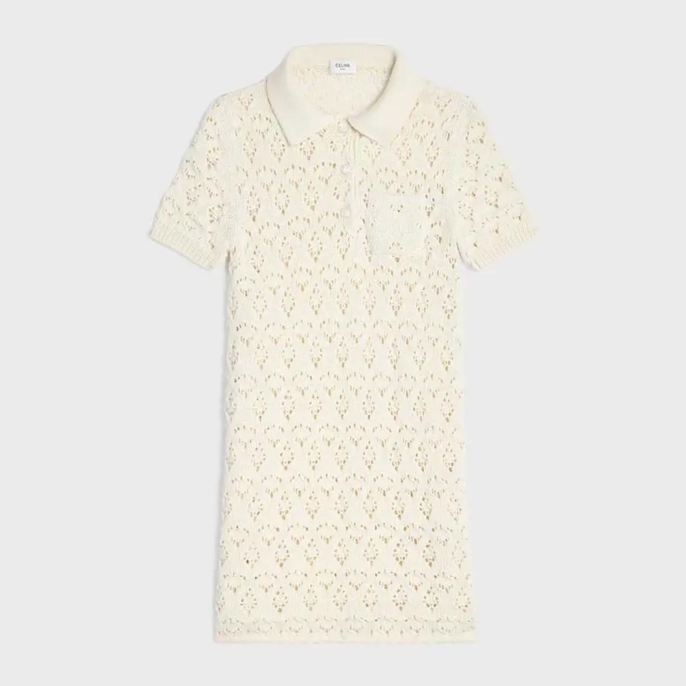 Celine Women Mini Dress in Cotton Pointelle RR0LU3B57