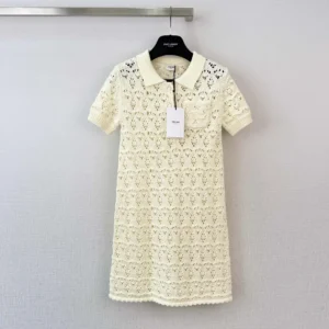 Celine Women Mini Dress in Cotton Pointelle RR0LU3B57