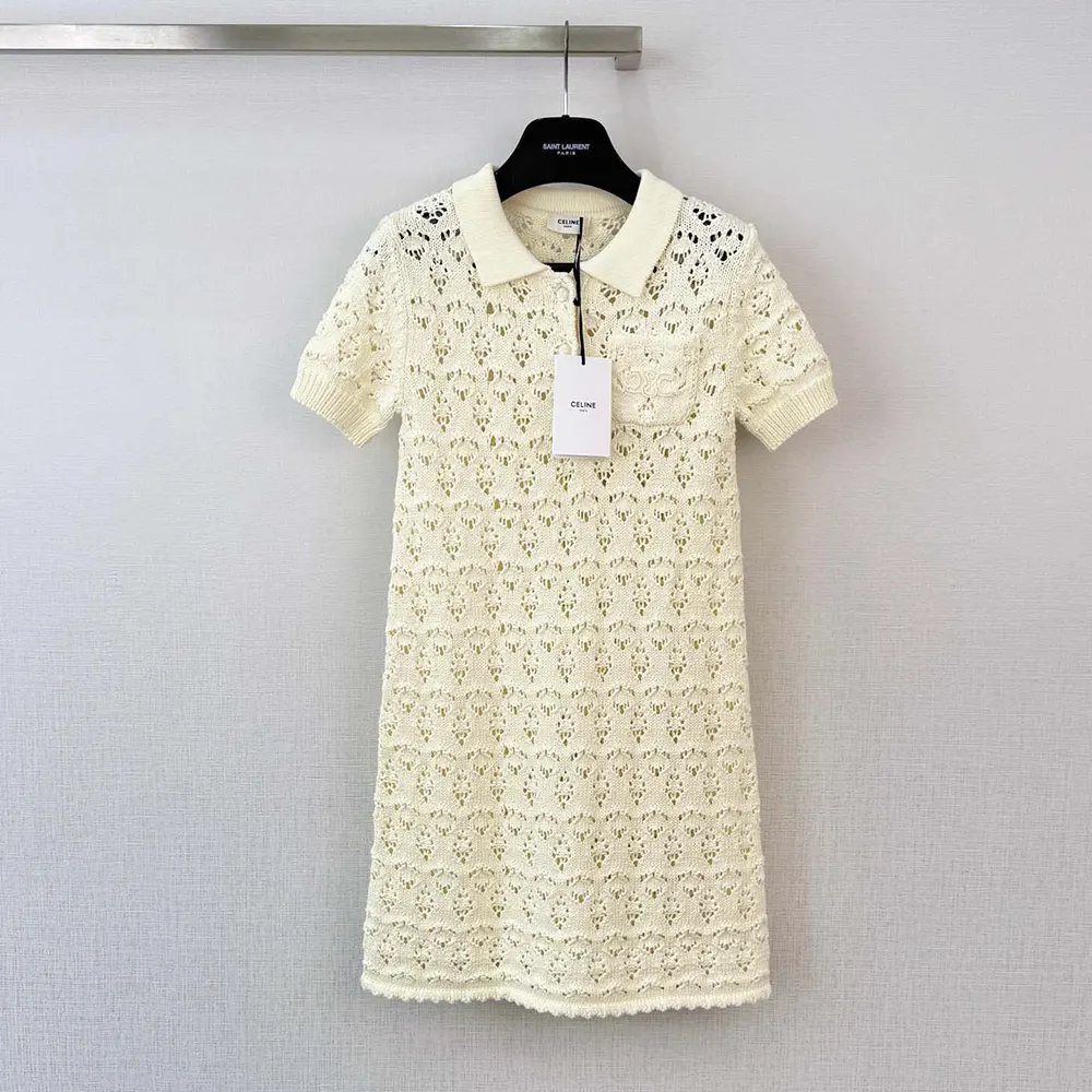Celine Women Mini Dress in Cotton Pointelle RR0LU3B57