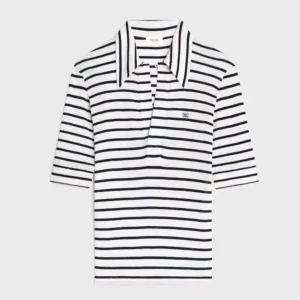 Celine Women Polo Shirt in Striped Silk Jersey RX0LN809W
