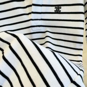 Celine Women Polo Shirt in Striped Silk Jersey RX0LN809W