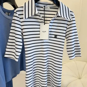Celine Women Polo Shirt in Striped Silk Jersey RX0LN809W