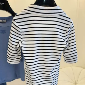Celine Women Polo Shirt in Striped Silk Jersey RX0LN809W